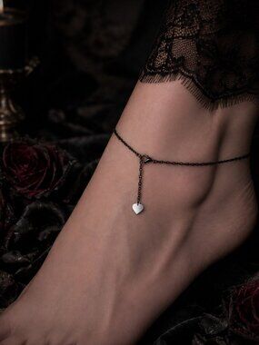 Black Heart Anklet Gothic Stainless Steel Dark Aesthetic Jewelry